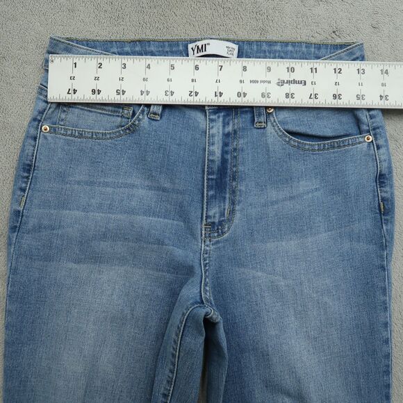 YMI Jeans Junior's Size 5 Blue High-Rise Super Flare Denim 32" Inseam Distressed - Picture 16 of 16